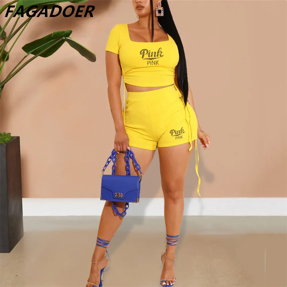 FAGADOER Fashion Drawing Design Tracksuits Women PINK Letter Print Round Neck Crop Top And Shorts Two Piece Sets Outfits Summer
FAGADOER Fashion Drawing Design Tracksuits Women PINK Letter Print Round Neck Crop Top And Shorts Two Piece Sets Outfits Summer
