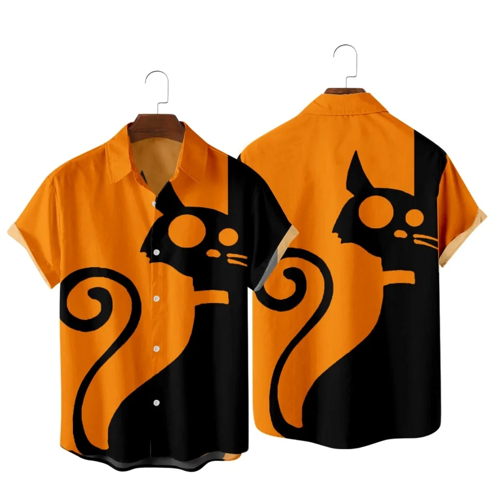 2022 Halloween Cat Pattern Print Shirt, Fashion Casual Simple Style Hawaiian Beach, Summer Pocket Shirt for Men
2022 Halloween Cat Pattern Print Shirt, Fashion Casual Simple Style Hawaiian Beach, Summer Pocket Shirt for Men