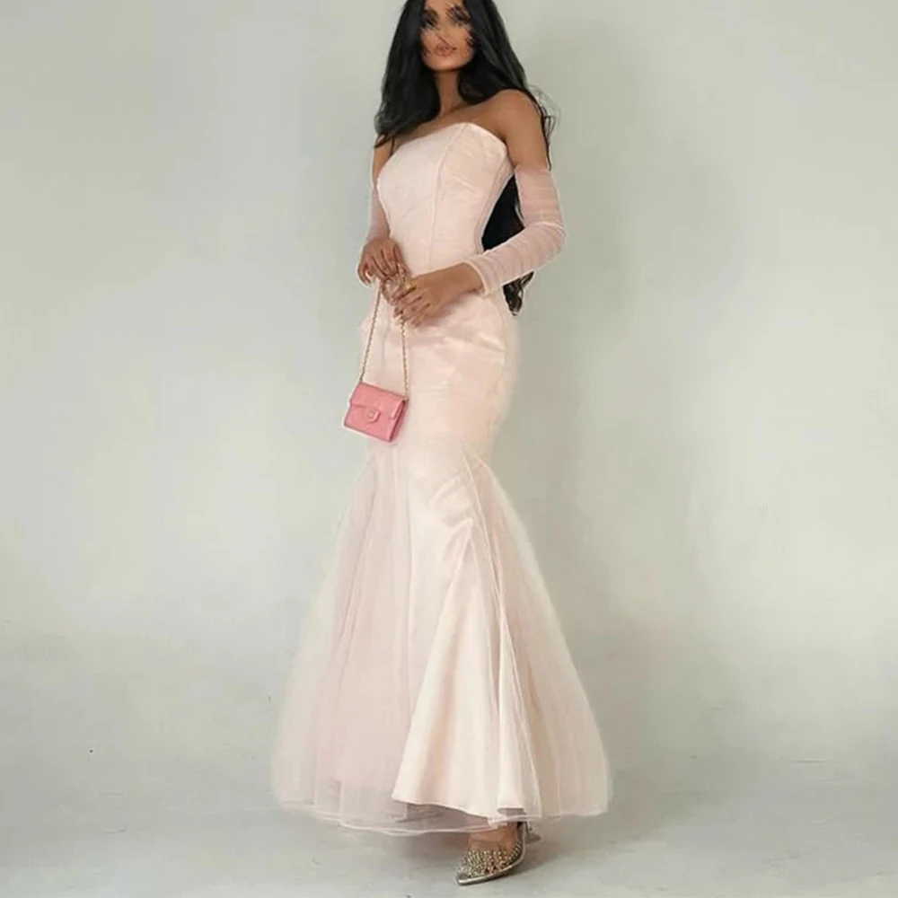 Pink Satin Evening Dresses Strapless Party Dresses Robes De Soirée Tea Length Wedding Party Gowns Elegant For Women Sleeveless
Pink Satin Evening Dresses Strapless Party Dresses Robes De Soirée Tea Length Wedding Party Gowns Elegant For Women Sleeveless