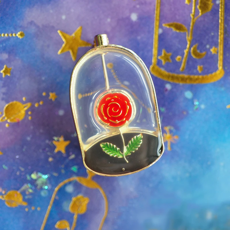 Cute Little Prince Rose Brooch Glass Cover Brooch Fairy Tale Plant Accessories Exquisite Retro Gift 
Cute Little Prince Rose Brooch Glass Cover Brooch Fairy Tale Plant Accessories Exquisite Retro Gift