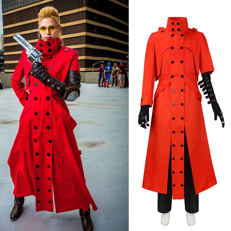 Тренчкот для косплея взрослых Trigun Vash с тычинками, куртка, брюки, штаны, красная одежда, костюмы для мужчин, костюм
Тренчкот для косплея взрослых Trigun Vash с тычинками, куртка, брюки, штаны, красная одежда, костюмы для мужчин, костюм