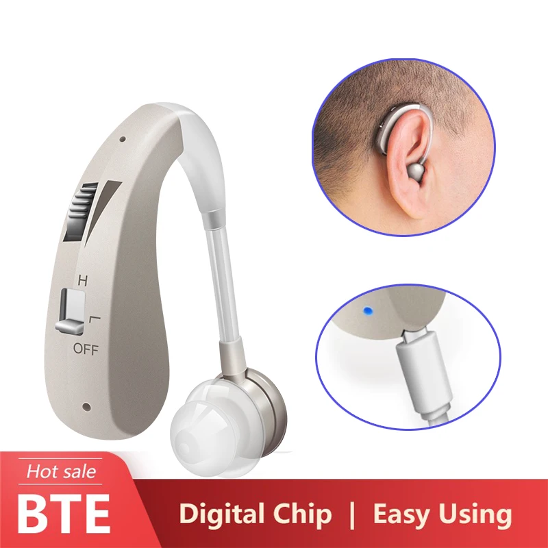 

New BTE Hearing Aids High Power Sound Amplifier For Elderly Digital First Aid Ear Care Aid Massager Moderate to Severe Loss Fone