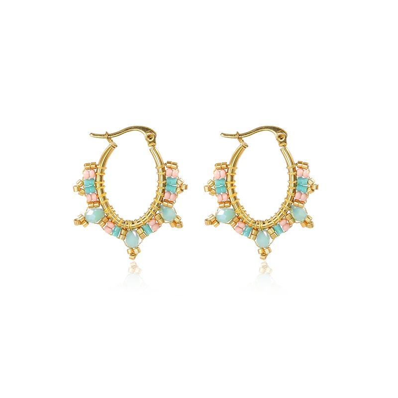Badu New Fashion Boho Oval Hoop Earring for Women Statement Miyuki Handmade Beaded Stainless Steel Jewelry Gifts Brincos
Badu New Fashion Boho Oval Hoop Earring for Women Statement Miyuki Handmade Beaded Stainless Steel Jewelry Gifts Brincos