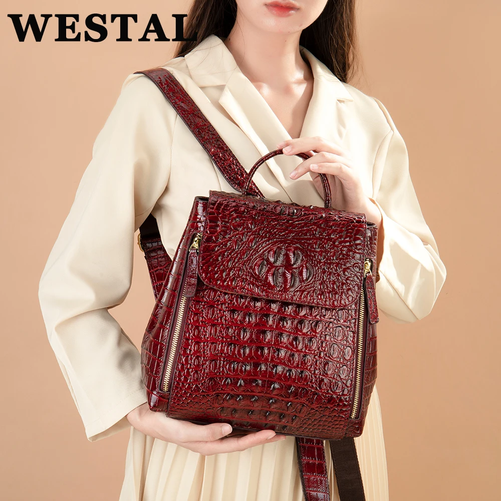 WESTAL 5 Colors Crocodile Pattern Women Backpacks Leather Vintage Female Shoulder Bag Ladies Travel Back Pack Casual School Bag
WESTAL 5 Colors Crocodile Pattern Women Backpacks Leather Vintage Female Shoulder Bag Ladies Travel Back Pack Casual School Bag