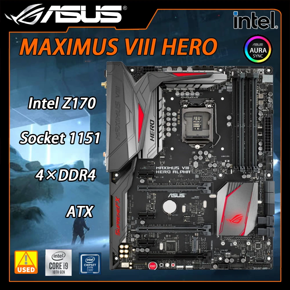 

ASUS ROG MAXIMUS VIII HERO Mining Motherboard DDR4 Motherboard 1151 Intel Z170 Core i7/i5/i3 Cpus 64GB SATA3 USB 3.1 3×PCI-E X16