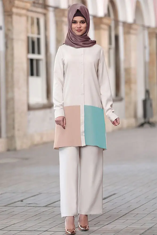 

Women's twinset tunic and trousers stylish and elegant daily and seasonal women hijab suit Muslim fashion elegant outerwear 2022