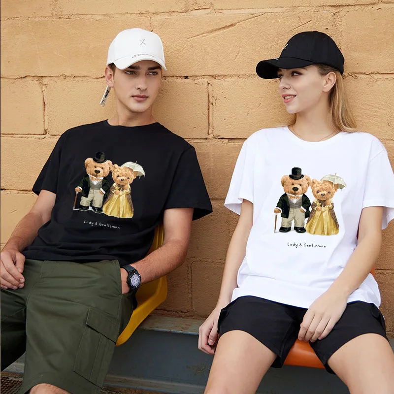 Fashion summer T-shirt stylish gentleman couple bear print T-shirt casual large size loose men's and women's tops couples
Fashion summer T-shirt stylish gentleman couple bear print T-shirt casual large size loose men's and women's tops couples