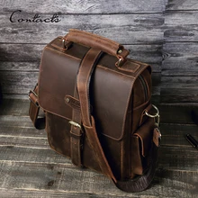 CONTACTS Luxury Brand Men Messenger Bags for 10.5 ipad Crossbody Business Casual Handbag Genuine Leather Shoulder Bag Bolsa