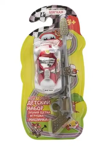 VILSEN Зубная щетка детская с игрушкой Машинка серии "Vilsen Brush", мягкая