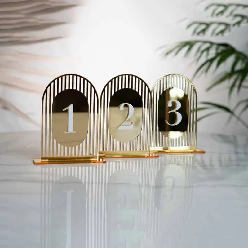 

Настольные цифры изогнутой формы с подставкой, 3D Золотые Зеркальные настольные знаки, настольные цифры для свадебного приемного стола