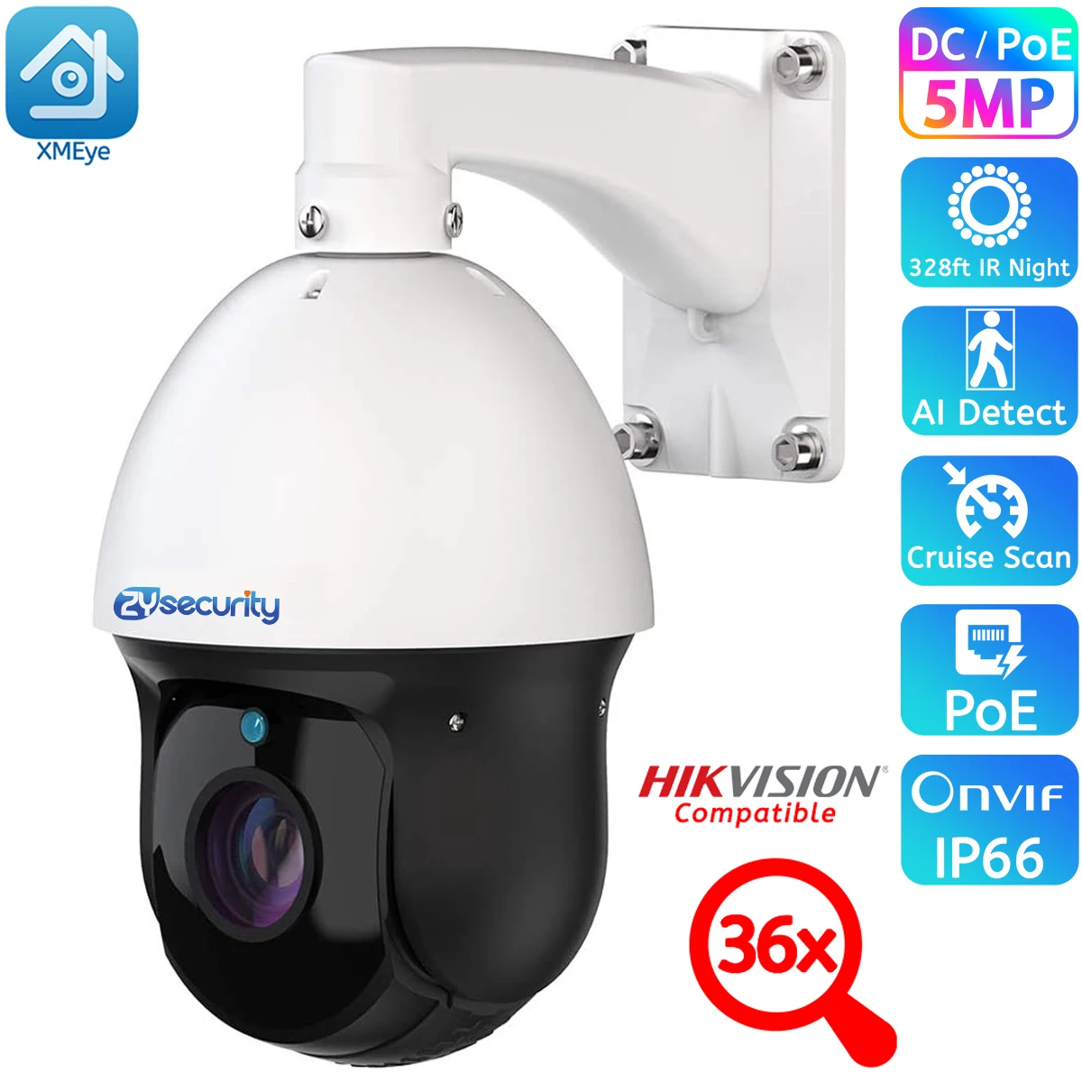 

36X Zoom PoE PTZ Camera 5MP Outdoor 150M IR Night Vision H.265 Onvif Speed Dome Camera CCTV Network Video Surveillance Cameras