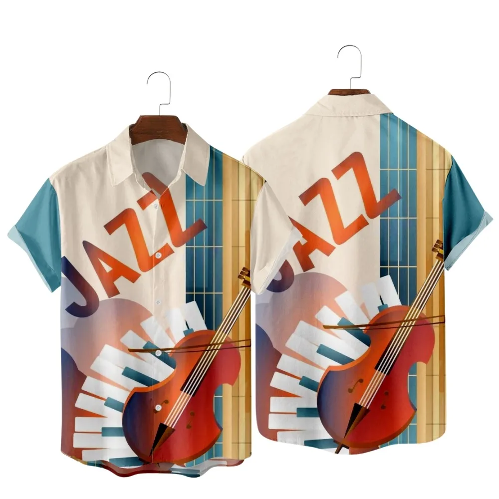 2022 Jazz Music Colorful Creative Pattern Print Shirt, Fashion Casual Simple Style Hawaiian Beach, Men's Summer Pocket Shirt
2022 Jazz Music Colorful Creative Pattern Print Shirt, Fashion Casual Simple Style Hawaiian Beach, Men's Summer Pocket Shirt