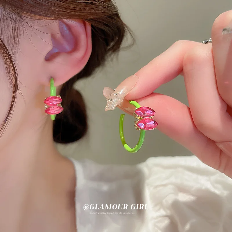 25mm Fashion Red Zircon Circle Earrings Green Colorful Women Girls Charm Luxury Party
25mm Fashion Red Zircon Circle Earrings Green Colorful Women Girls Charm Luxury Party
