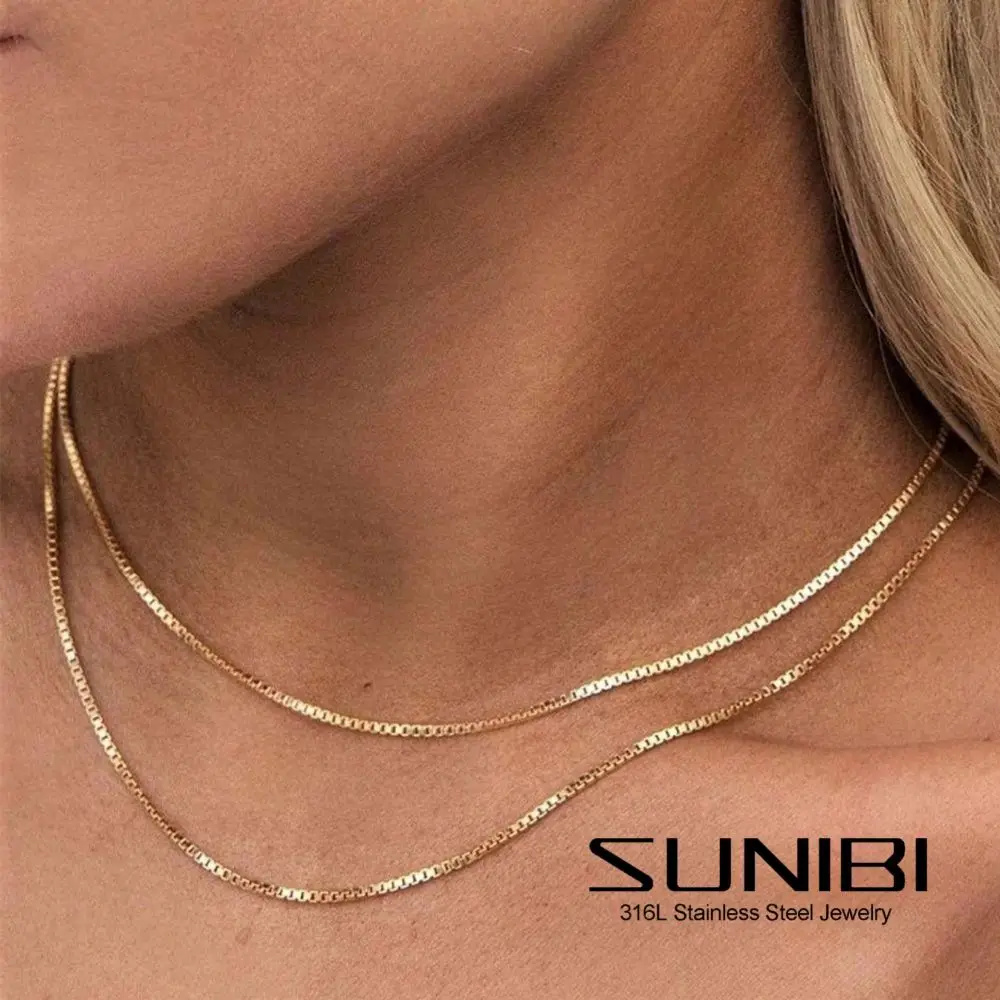 SUNIBI 2/3MM Stainless Steel Box Chain Necklaces for Women Steel/14K Gold Color Adjustable Necklace Colar Gift Jewelry Wholesale
SUNIBI 2/3MM Stainless Steel Box Chain Necklaces for Women Steel/14K Gold Color Adjustable Necklace Colar Gift Jewelry Wholesale