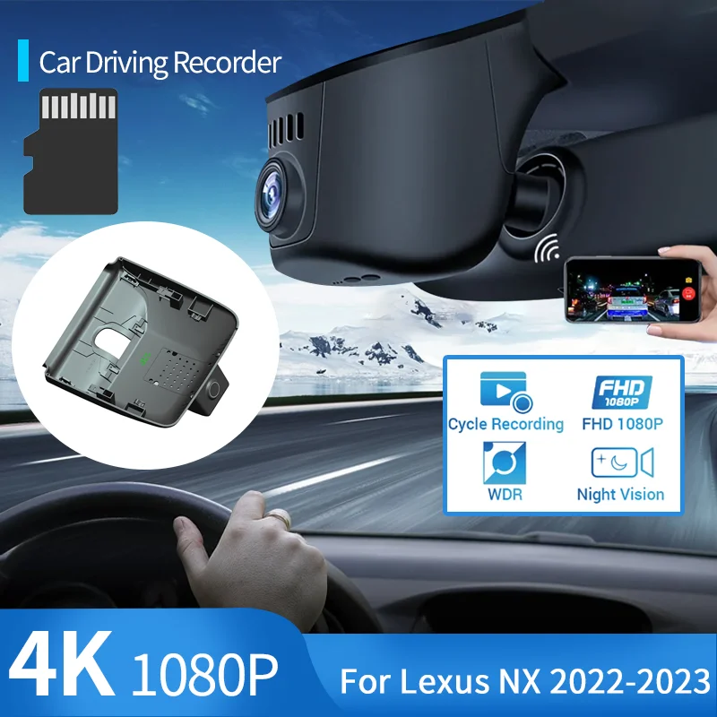 

for Lexus NX 350h AZ20 2022 2023 4K 1080P Car DVR Dash Cam Camera HD Night Vision Wifi 24H Parking Record Driving Video Recorder