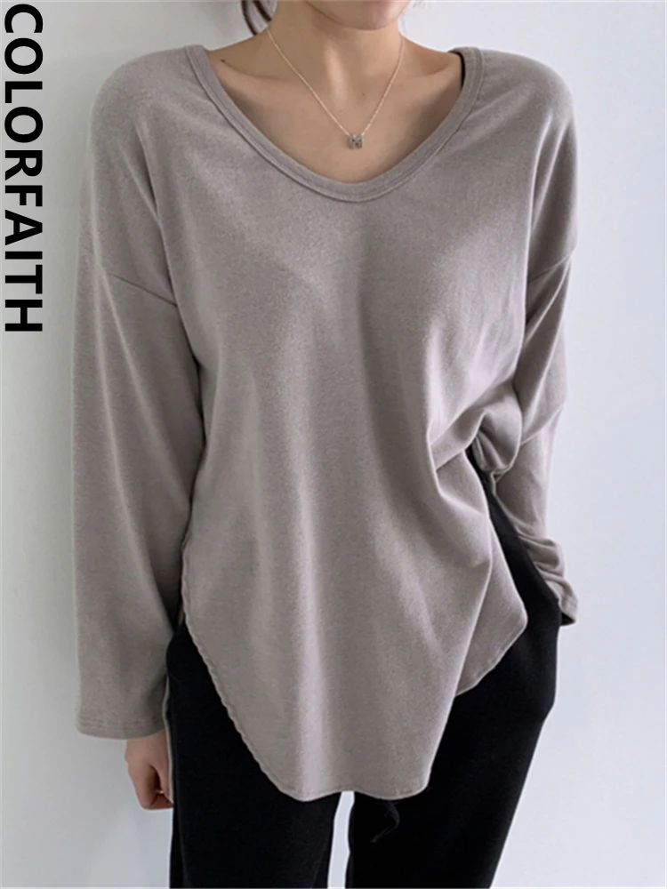 Colorfaith New 2022 Bottoming Basic Chic Knitwear Oversized Split Vintage Korean Fashion Women Autumn Winter T-shirt Tops T2313
Colorfaith New 2022 Bottoming Basic Chic Knitwear Oversized Split Vintage Korean Fashion Women Autumn Winter T-shirt Tops T2313