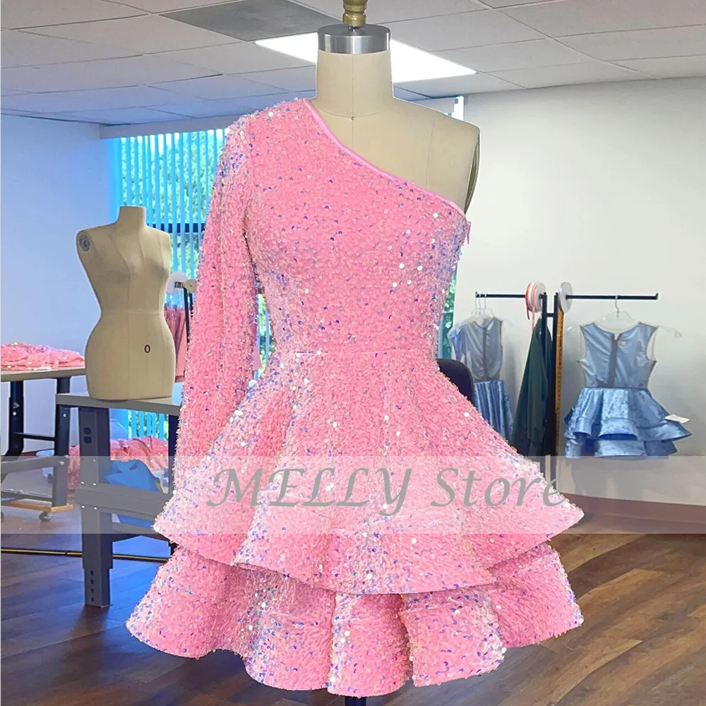Modern Evening Dress For Women Full Sleeves One Shoulder Zipper Backless Prom Dress Sequin A-Line Above Knee Robes De Soirée
Modern Evening Dress For Women Full Sleeves One Shoulder Zipper Backless Prom Dress Sequin A-Line Above Knee Robes De Soirée