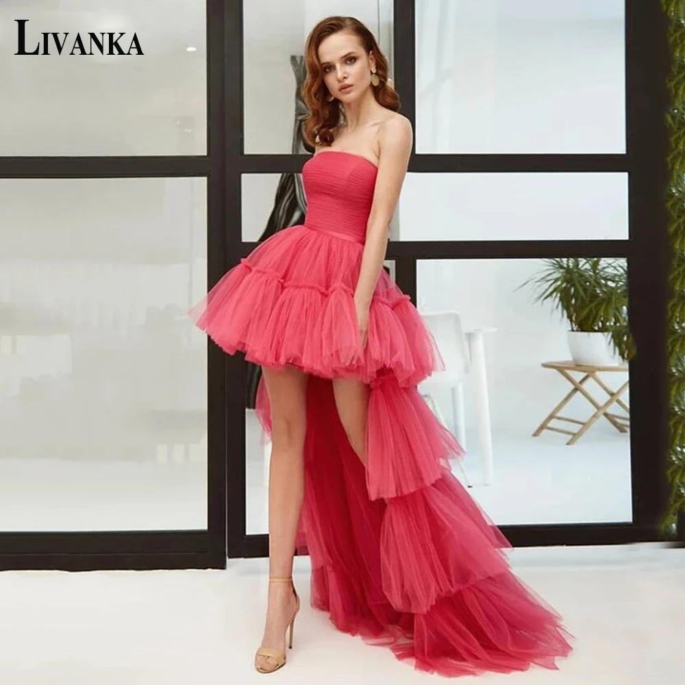 LIVANKA Lovely Evening Prom Dresses Simple Sleeveless Strapless High Low Court Train Princess Dropping Shipping Vestidos
LIVANKA Lovely Evening Prom Dresses Simple Sleeveless Strapless High Low Court Train Princess Dropping Shipping Vestidos