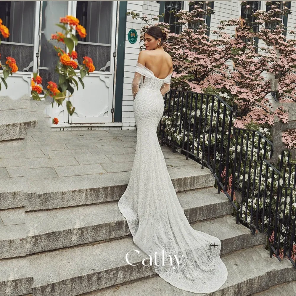 Cathy Luxurious Lace Mermaid Wedding Dress Sexy V-Neck Appliquéd Tulle Long Sleeve Open Back Bridal Gown Robe Vestidos De Noiva
Cathy Luxurious Lace Mermaid Wedding Dress Sexy V-Neck Appliquéd Tulle Long Sleeve Open Back Bridal Gown Robe Vestidos De Noiva