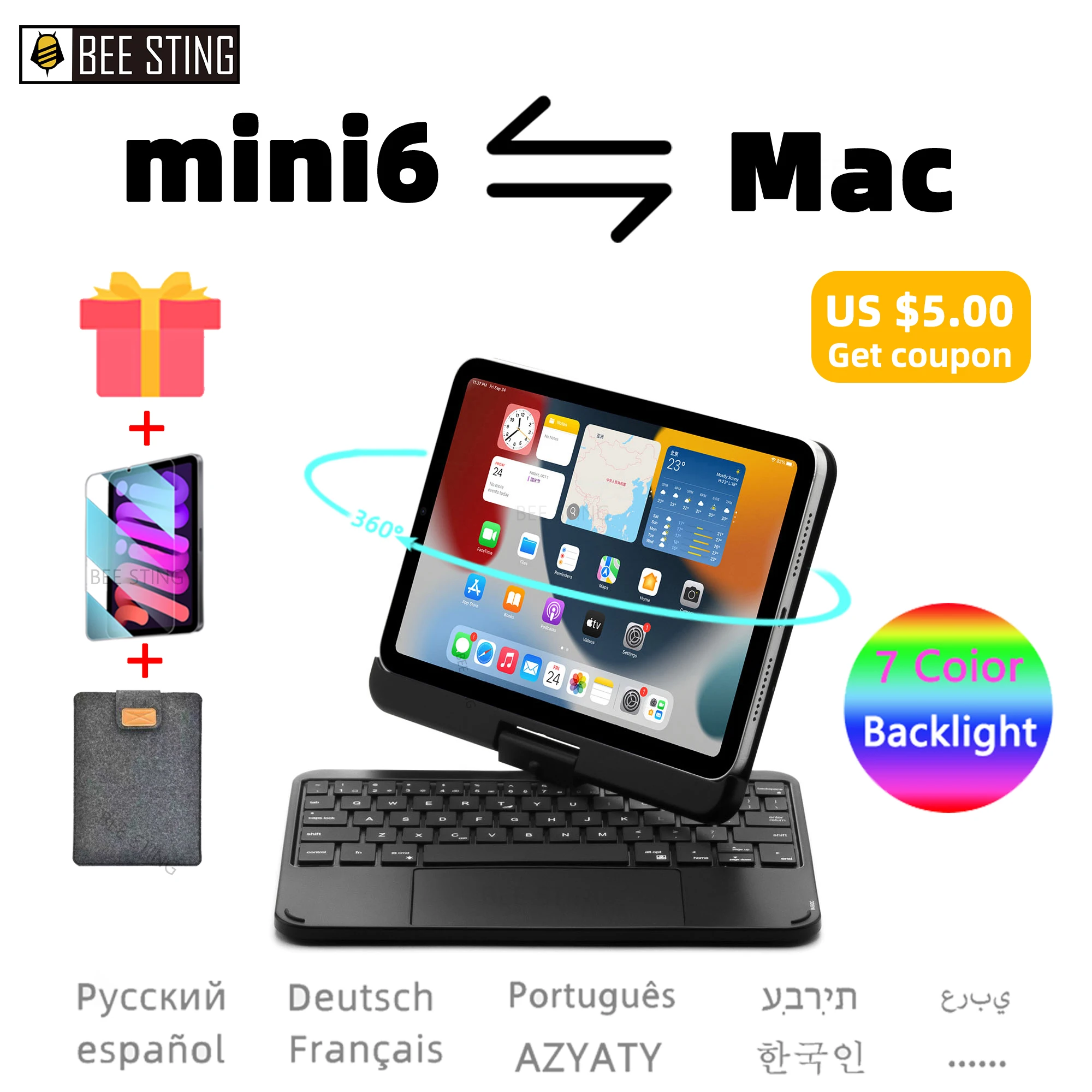 DOQO Magic Keyboard Case For Apple ipad mini 6 2021 With Trackpad 360° Rotation Folding Magnetic 7 Colors Backlit Keyboard Cover
DOQO Magic Keyboard Case For Apple ipad mini 6 2021 With Trackpad 360° Rotation Folding Magnetic 7 Colors Backlit Keyboard Cover