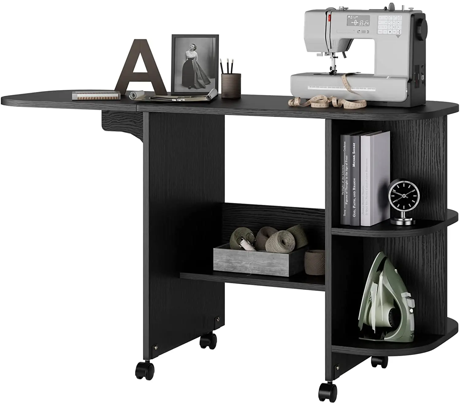 Homfa Folding Sewing Machine Table with Storage Shelves, Sewing Craft Table Cart on Wheels,Black Walnut
Homfa Folding Sewing Machine Table with Storage Shelves, Sewing Craft Table Cart on Wheels,Black Walnut