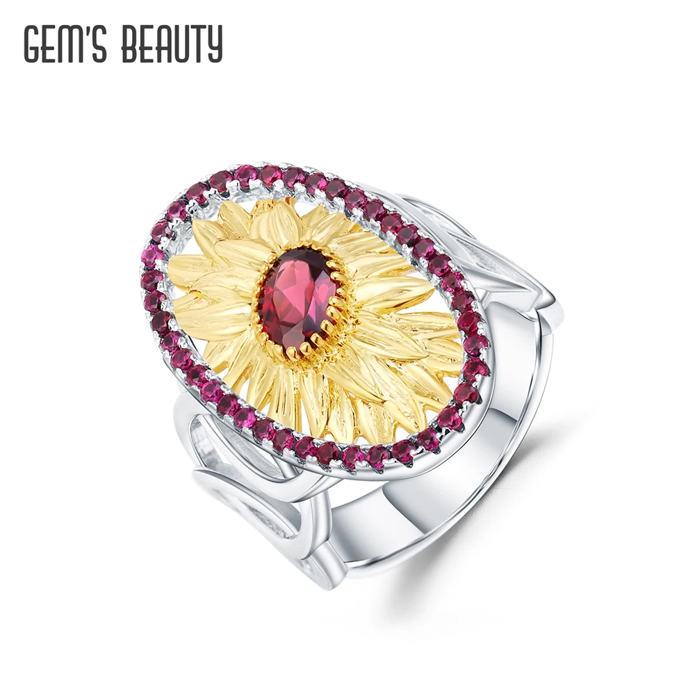 GEM'S BEAUTY Van Gogh Sunflower Ring 925 Sterling Silver Rhodolite Garnet Gemstone Handmade Cocktail Ring Fine Jewelry Woman
GEM'S BEAUTY Van Gogh Sunflower Ring 925 Sterling Silver Rhodolite Garnet Gemstone Handmade Cocktail Ring Fine Jewelry Woman