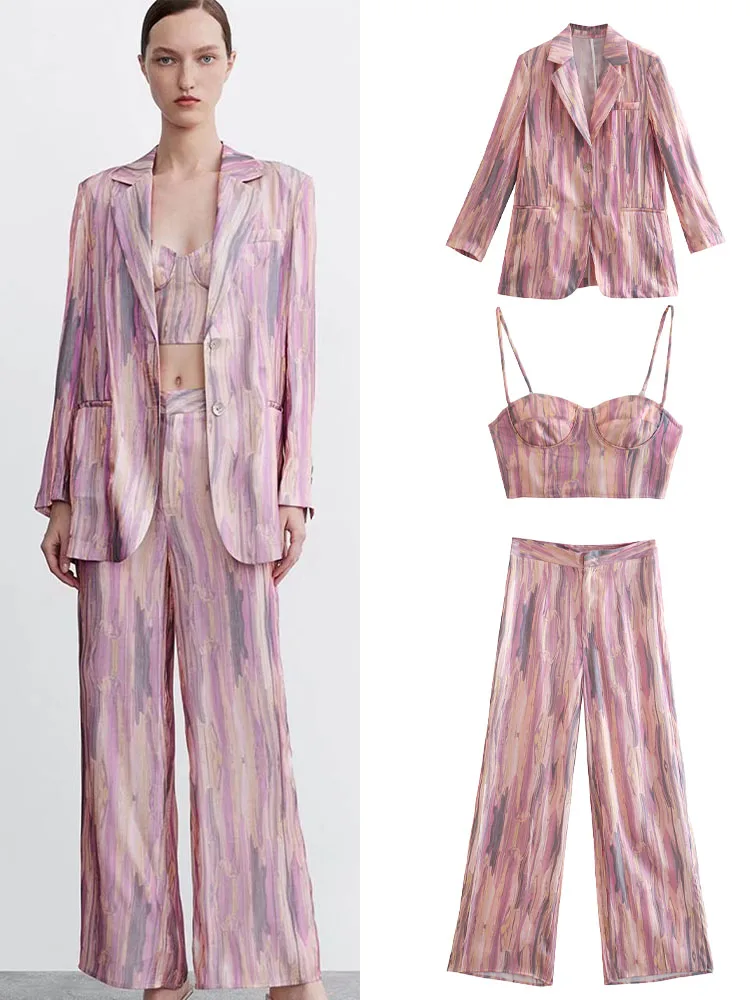 2022 Summer New Retro Printed Casual Pocket Decorated Suit Jacket + Temperament High Waist Wide Leg Pants + Slim Short Sling
2022 Summer New Retro Printed Casual Pocket Decorated Suit Jacket + Temperament High Waist Wide Leg Pants + Slim Short Sling