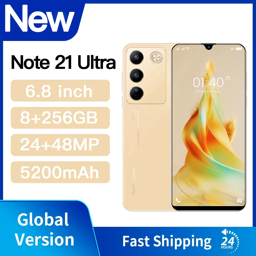

Note 21 Ultra Smartphone Android Telephone 5200mAh 8+256GB 6.8 Inch HD Screen Cell Phone Camera Mobile Phones Unlock