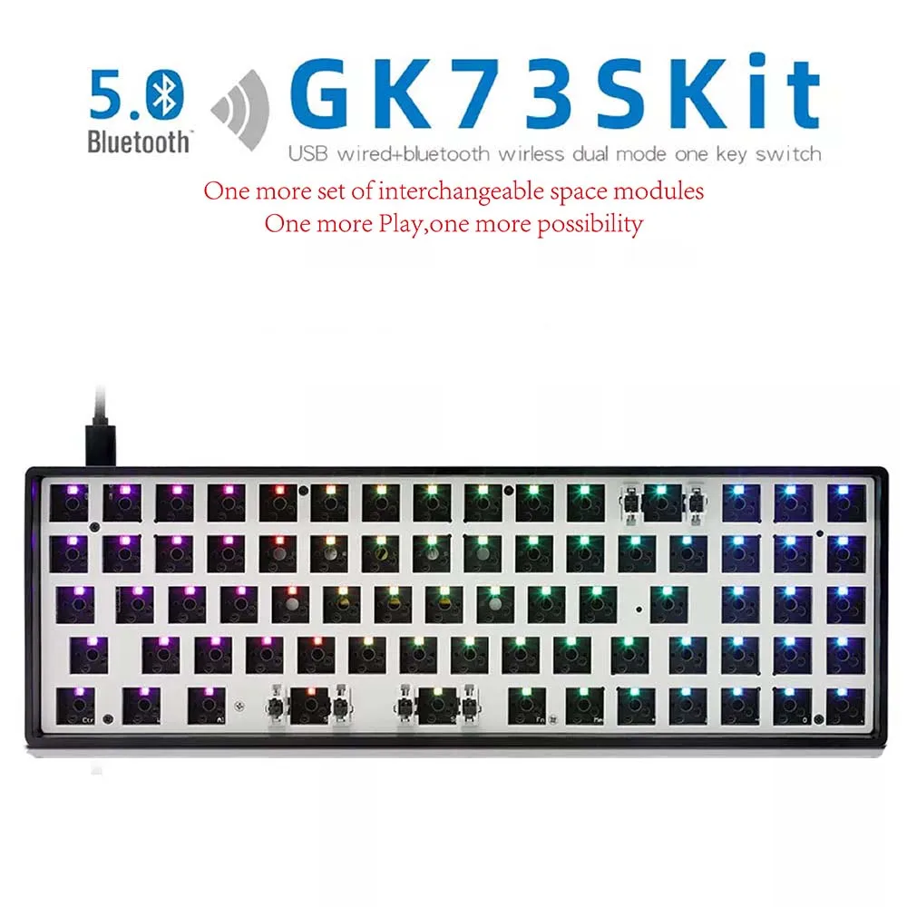 KYOMOT New GK73 GK73S RGB Hot Swap Programmable Bluetooth Wired USB-C Interface LED Light Customize Cherry MX Keyboard DIY Kit
KYOMOT New GK73 GK73S RGB Hot Swap Programmable Bluetooth Wired USB-C Interface LED Light Customize Cherry MX Keyboard DIY Kit