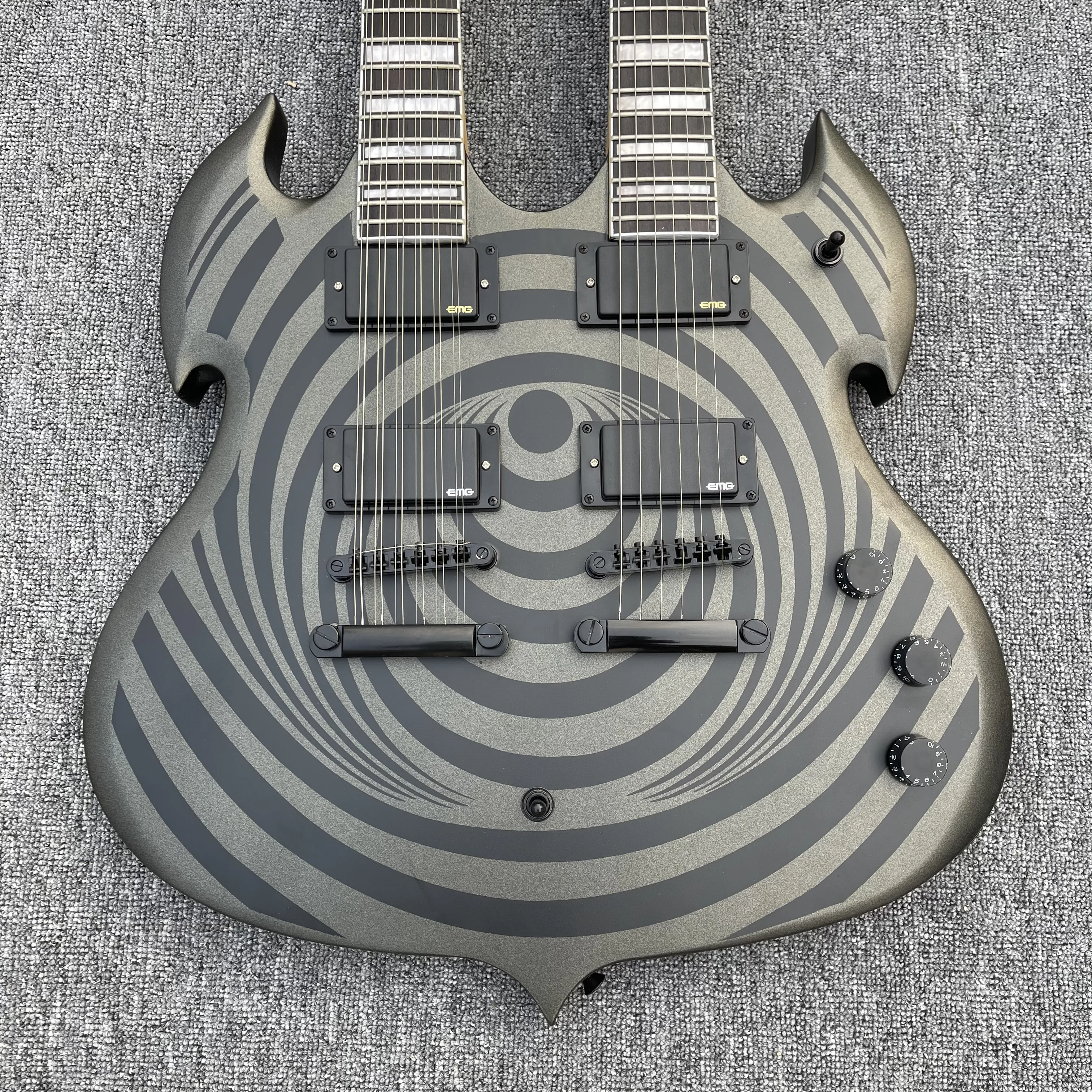 Zakk Wylde Audio Barbarian 12 & 6 strings Double Neck Matte Black Behemoth SG Electric Guitar EMG Pickups, Black Hardware,
Zakk Wylde Audio Barbarian 12 & 6 strings Double Neck Matte Black Behemoth SG Electric Guitar EMG Pickups, Black Hardware,
