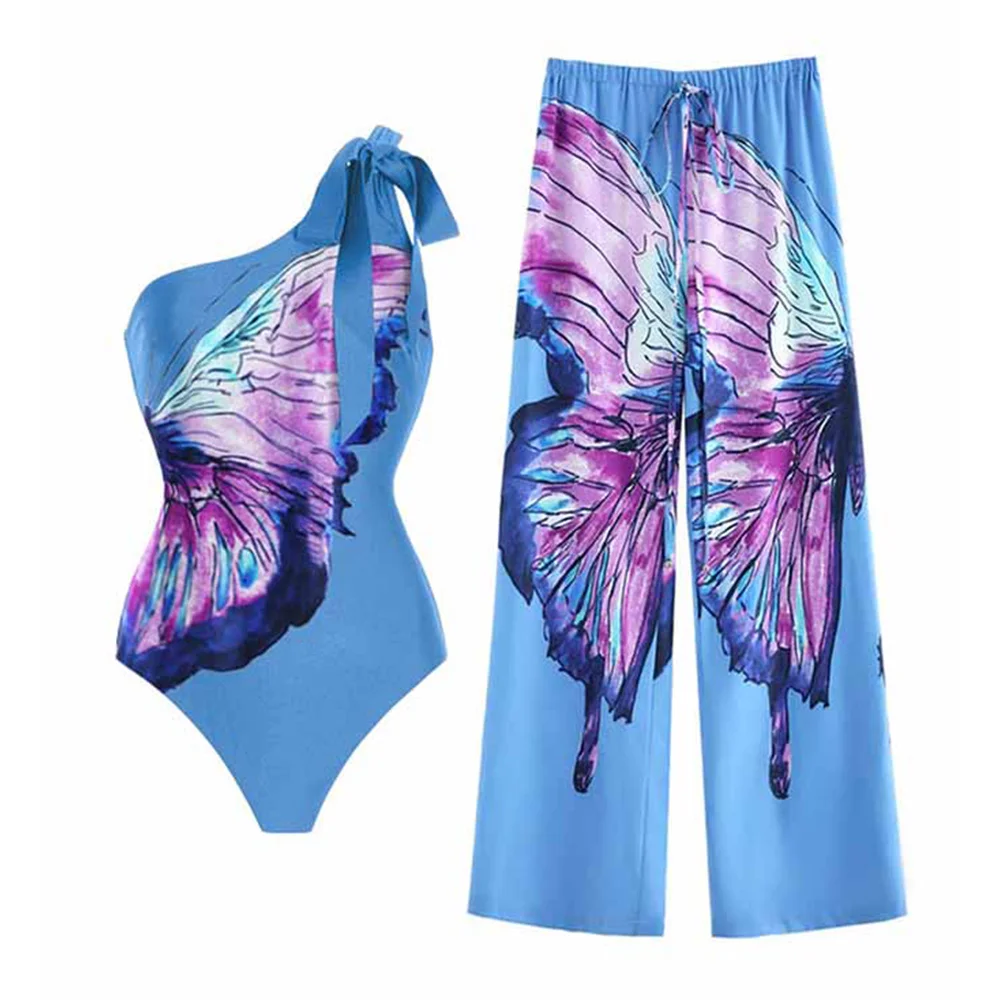 Women One Piece Swimsuit with Pants One-Shoulder Butterfly Print Asymmetrical Beach Wear Designer Bathing Suit Summer
Women One Piece Swimsuit with Pants One-Shoulder Butterfly Print Asymmetrical Beach Wear Designer Bathing Suit Summer