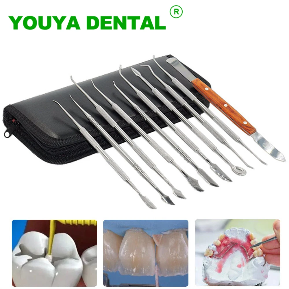 

10pcs/set Dental Spatula Plaster Knife Stainless Steel Versatile Teeth Wax Carving Tool Kit Dental Instrument Dentistry Supplies