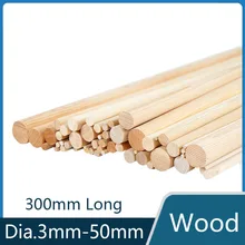 1/2/5/10Pcs Round Wooden Stick 300mm Long DIY Wood Handmade 3mm-50mm Diameter Woodworking