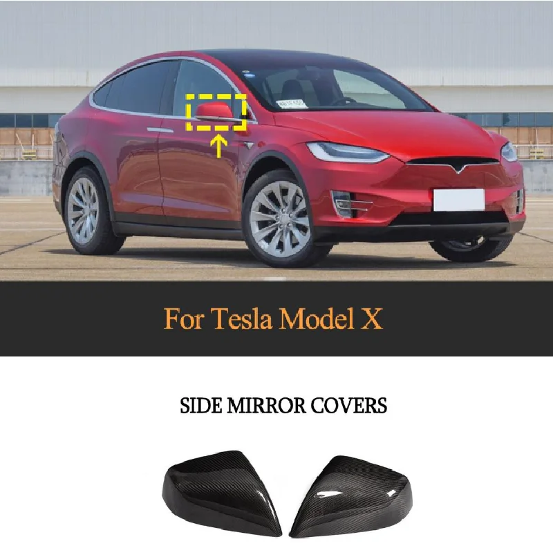 

Чехол для зеркала заднего вида из сухого углеродного волокна подходит для Tesla Model X 2016-Up