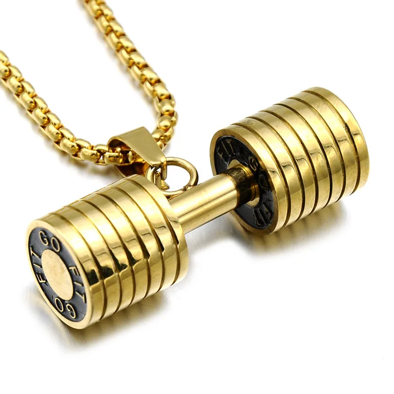 New Products Europe and America Stainless Steel Dumbbell Necklace Pendant Gofit Sports Fitness Necklace Titanium Steel Jewelry
New Products Europe and America Stainless Steel Dumbbell Necklace Pendant Gofit Sports Fitness Necklace Titanium Steel Jewelry