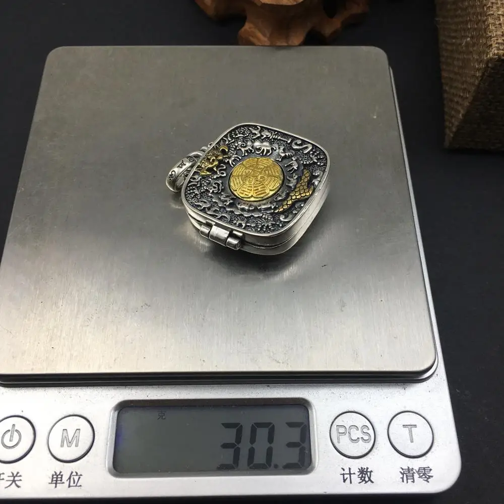 100% Real 925 Sterling Silver Buddha Zodiac Gawu Box Instrument Vajra Pendant Men Women Necklace Fine Jewelery | Украшения и