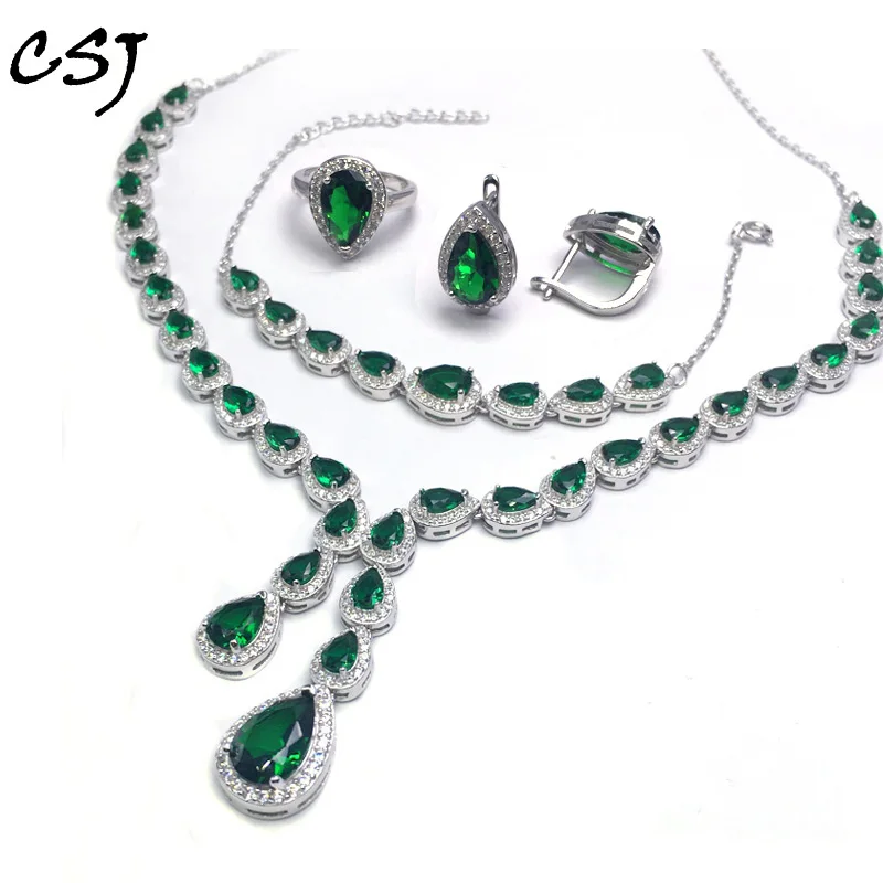 Luxury Emerald Jewelry Sets Sterling 925 Silver Created Emerald Fine Jewelry Women Lady Party Wedding Gift With Box
Luxury Emerald Jewelry Sets Sterling 925 Silver Created Emerald Fine Jewelry Women Lady Party Wedding Gift With Box