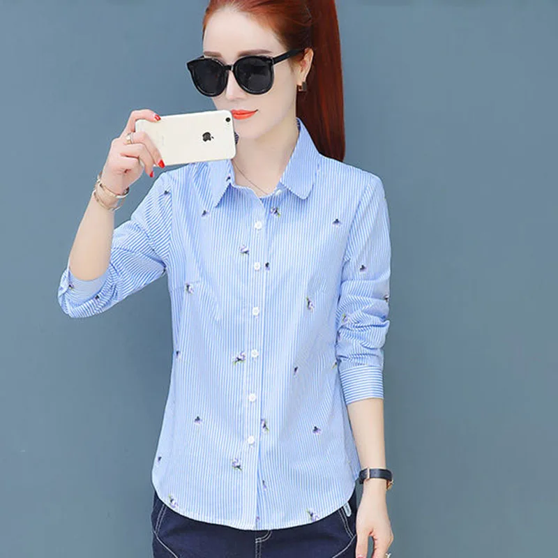 New female blouse Casual blue white shirt autumn winter cool long sleeve turn down collar blouse women tops blusas df2253
New female blouse Casual blue white shirt autumn winter cool long sleeve turn down collar blouse women tops blusas df2253