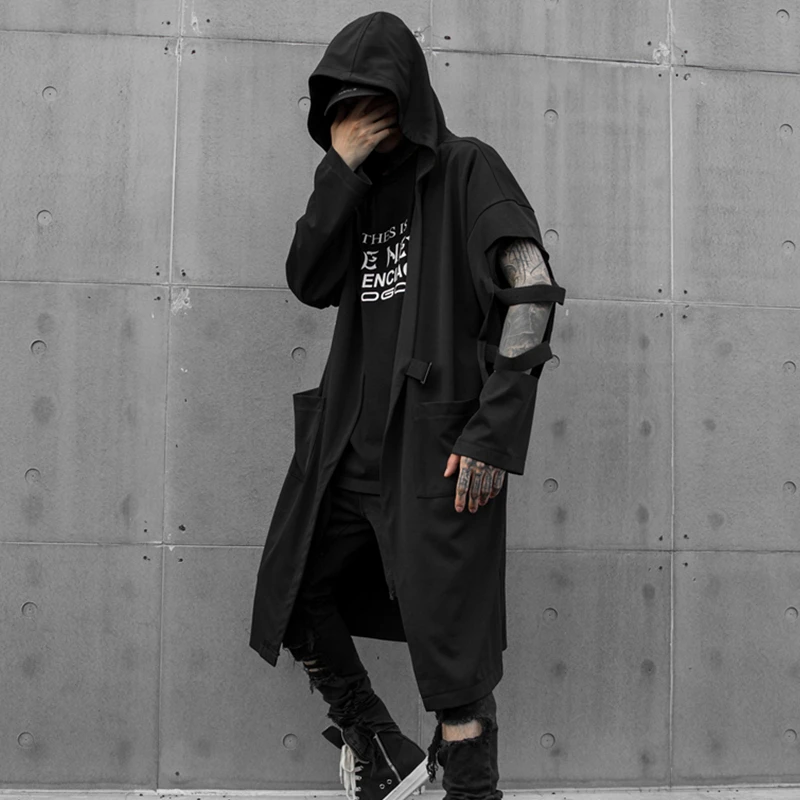 Men's sleeve ripped hole long trench coat hooded cloak man vintage punk hip hop cardigan goth oversized hoodie drop shipping
Men's sleeve ripped hole long trench coat hooded cloak man vintage punk hip hop cardigan goth oversized hoodie drop shipping