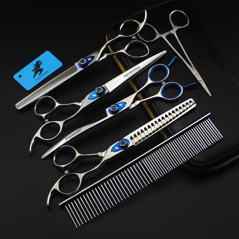 7 Inch Professional Japan 440C Pet Dog Grooming Scissors Set Dog Shears Hair Cutting Thinning Curved Scissors With Comb Bag
7 Inch Professional Japan 440C Pet Dog Grooming Scissors Set Dog Shears Hair Cutting Thinning Curved Scissors With Comb Bag