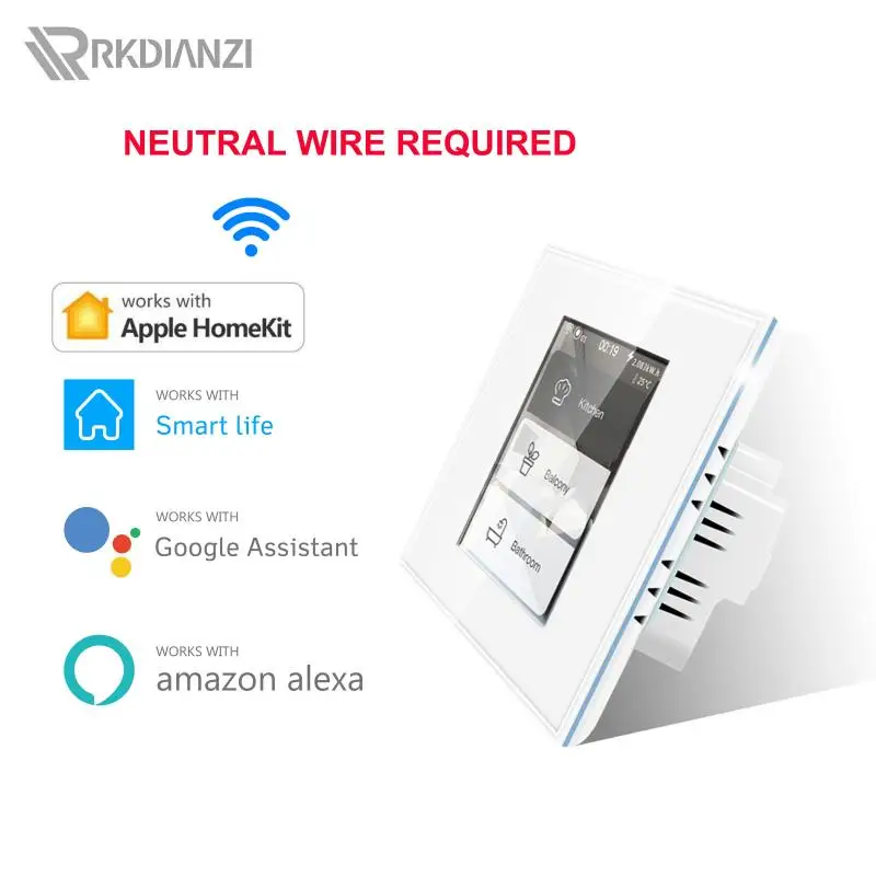 Smart Wifi LCD Touch Switch Neutral Wire Required Smart Home 1/2/3Gang Light Switch 220V Support Alexa Google Home Apple Homekit
Smart Wifi LCD Touch Switch Neutral Wire Required Smart Home 1/2/3Gang Light Switch 220V Support Alexa Google Home Apple Homekit