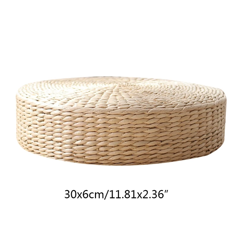 

Hand Woven Round Sitting Cushion Japanese Tatami Floor Natural Cattail Mat Room Floor Straw Padded Multifunction for Outdoor