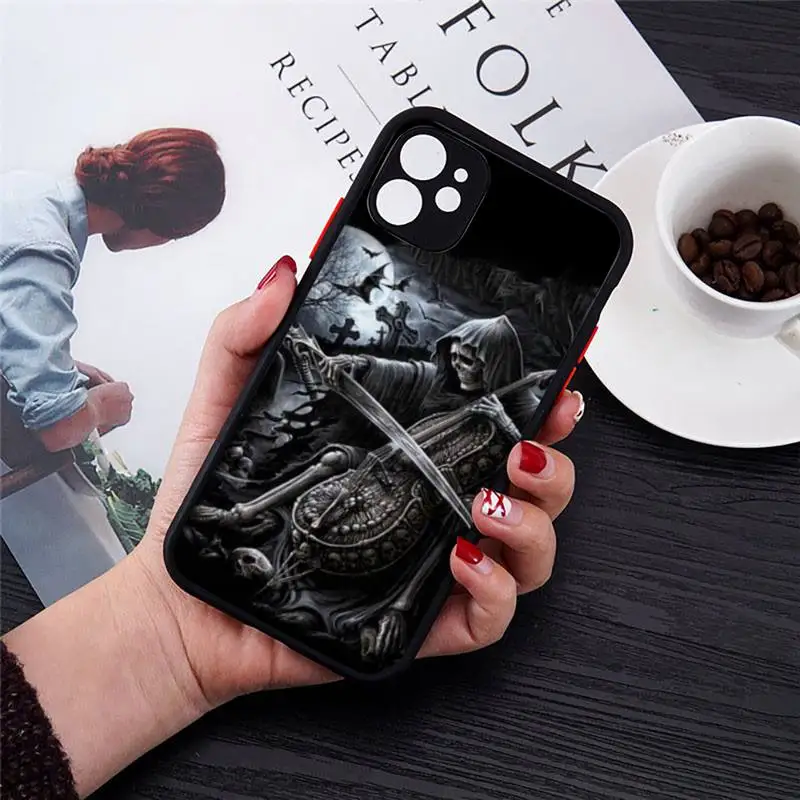 Grim Reaper Skull Horror Phone Case Matte Transparent for iPhone 7 8 11 12 s mini pro X XS XR MAX Plus cover funda 
Grim Reaper Skull Horror Phone Case Matte Transparent for iPhone 7 8 11 12 s mini pro X XS XR MAX Plus cover funda