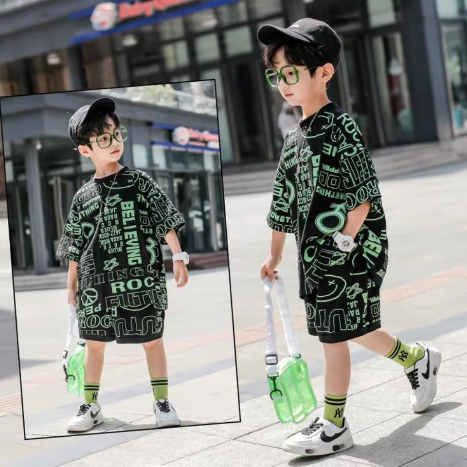 Summer 2Pcs Suits Boy Clothing Set Hiphop Letter Style T-shirt + Shorts Pant Teenage Boy Clothes Outfit 3 5 8 9 10 11 12 14Years
Summer 2Pcs Suits Boy Clothing Set Hiphop Letter Style T-shirt + Shorts Pant Teenage Boy Clothes Outfit 3 5 8 9 10 11 12 14Years
