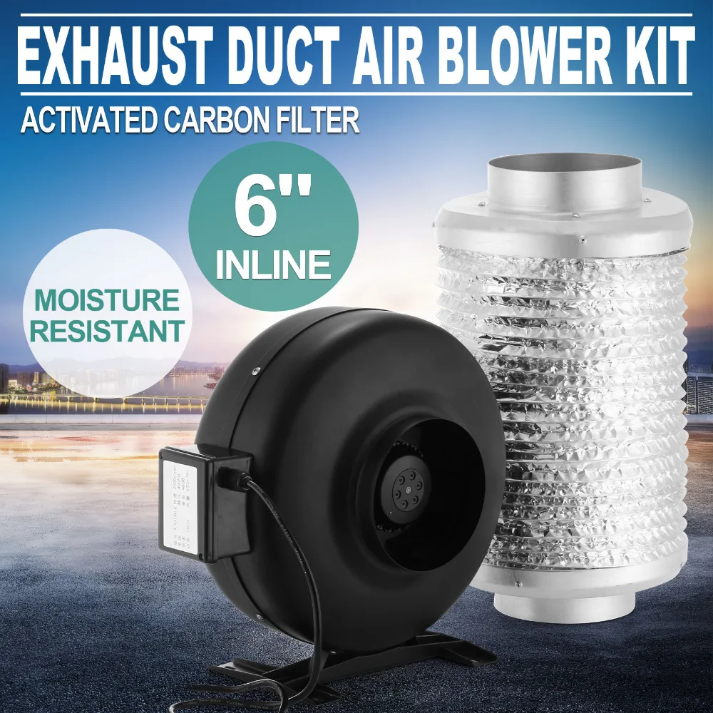 6" Inline Exhaust Duct Fan Air Blower Carbon Filter Kit Odor Control Scrubber
6" Inline Exhaust Duct Fan Air Blower Carbon Filter Kit Odor Control Scrubber