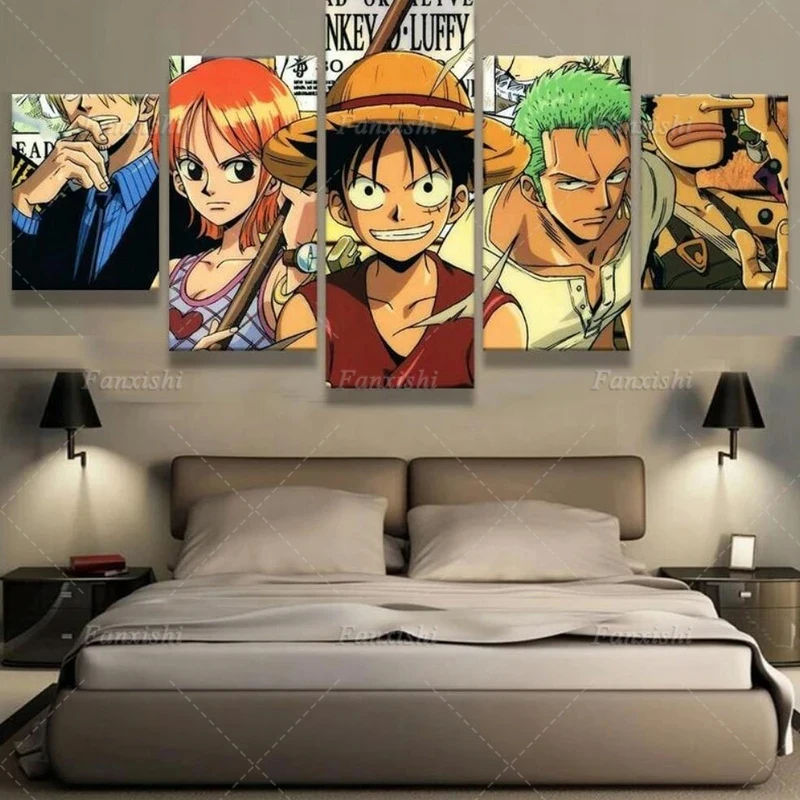 5 Panel One Piece Anime Poster Luffy Zoro Nami Wall Art Canvas Painting Hd Print Pictures Boy's Living Room Home Decor Fans Gift
5 Panel One Piece Anime Poster Luffy Zoro Nami Wall Art Canvas Painting Hd Print Pictures Boy's Living Room Home Decor Fans Gift