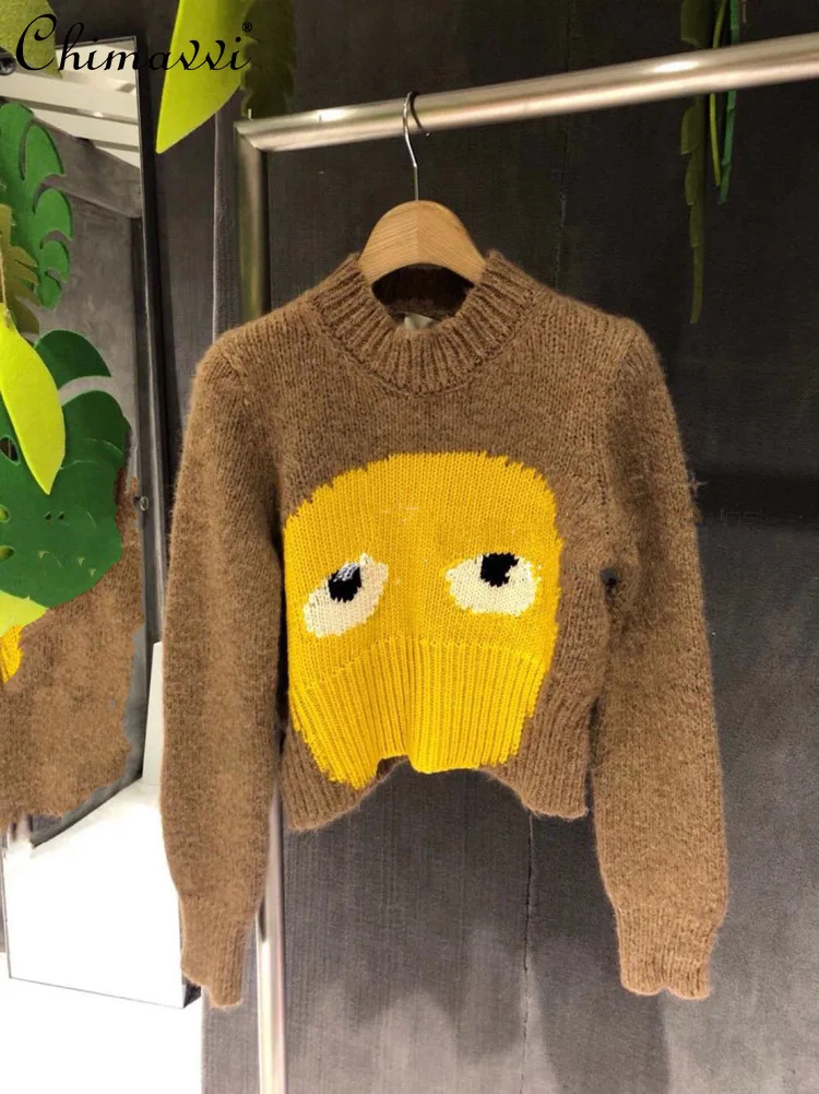 Cartoon Oversize Sweater Woman 2021 Autumn Winter Round Neck Color Matching Short Jumper Lady Loose Wool Knit Pullover
Cartoon Oversize Sweater Woman 2021 Autumn Winter Round Neck Color Matching Short Jumper Lady Loose Wool Knit Pullover