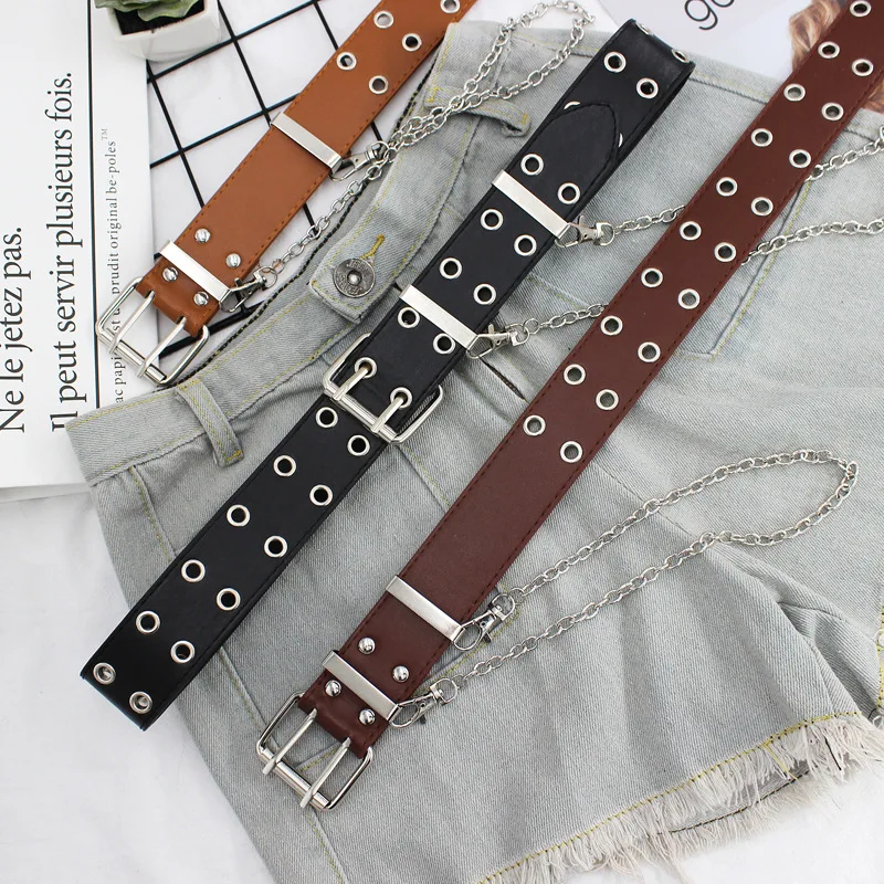 Women Punk Chain Fashion Belt Adjustable Black Double/Single Eyelet Grommet Leather Buckle Belt
Women Punk Chain Fashion Belt Adjustable Black Double/Single Eyelet Grommet Leather Buckle Belt