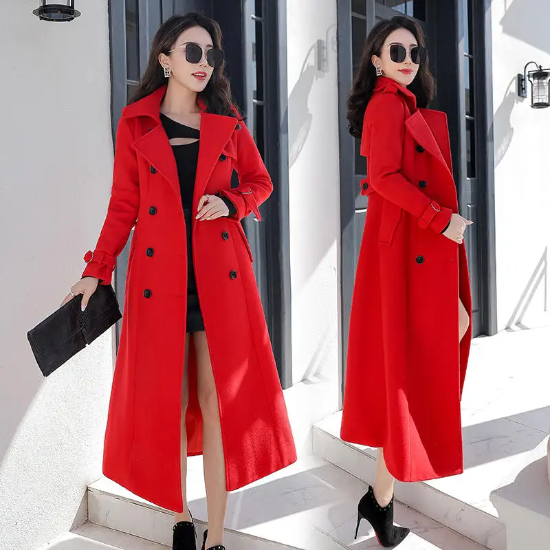 New Long Wool Coat Elegant Double-Breasted Winter Coat Women Manteau Femme Khaki Black Red Coat Warm Overcoat Coats Women C5952
New Long Wool Coat Elegant Double-Breasted Winter Coat Women Manteau Femme Khaki Black Red Coat Warm Overcoat Coats Women C5952