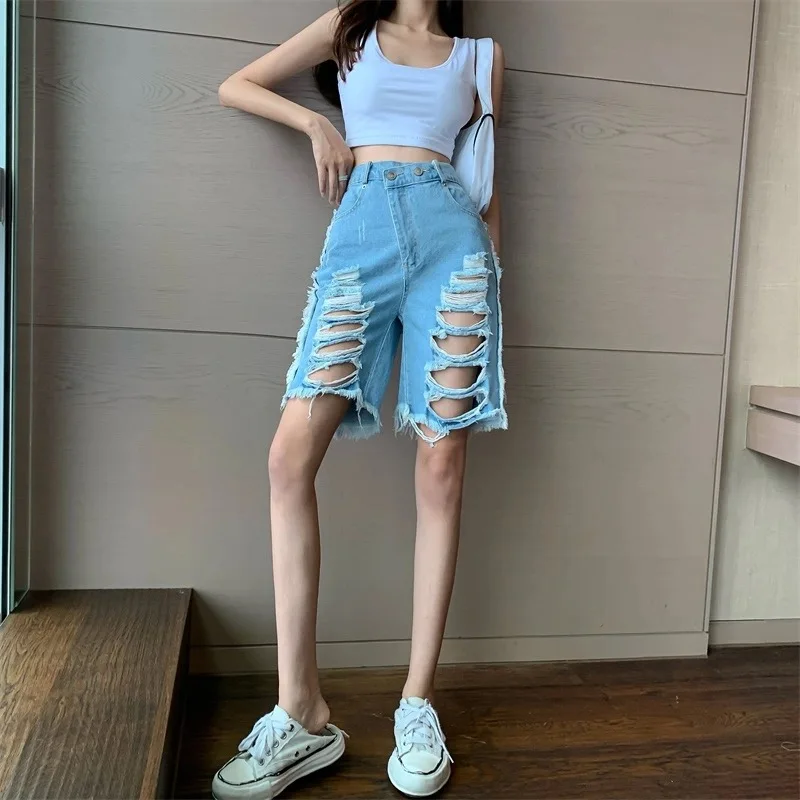 Индивидуальные модные повседневные брюки, рваные джинсы с высокой талией, синие облегающие Стрейчевые короткие брюки, женские штаны до кол...
Индивидуальные модные повседневные брюки, рваные джинсы с высокой талией, синие облегающие Стрейчевые короткие брюки, женские штаны до кол...